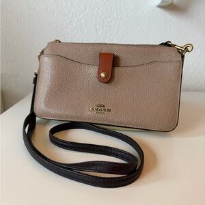 Coach Taupe and Brown Noa Crossbody Bag